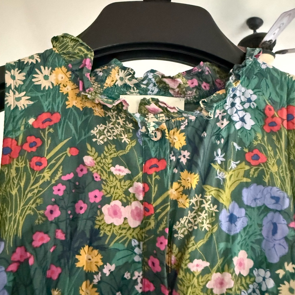 Pinch Green Floral Mini Dress with Multicolor Blooms - Picture 3 of 4